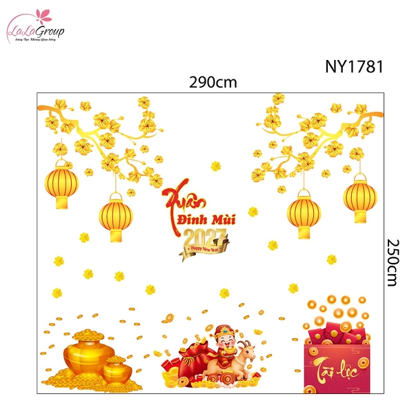 Combo Decal Trang Trí Tết Mừng Xuân Đinh Mùi Tài Lộc May Mắn 2027