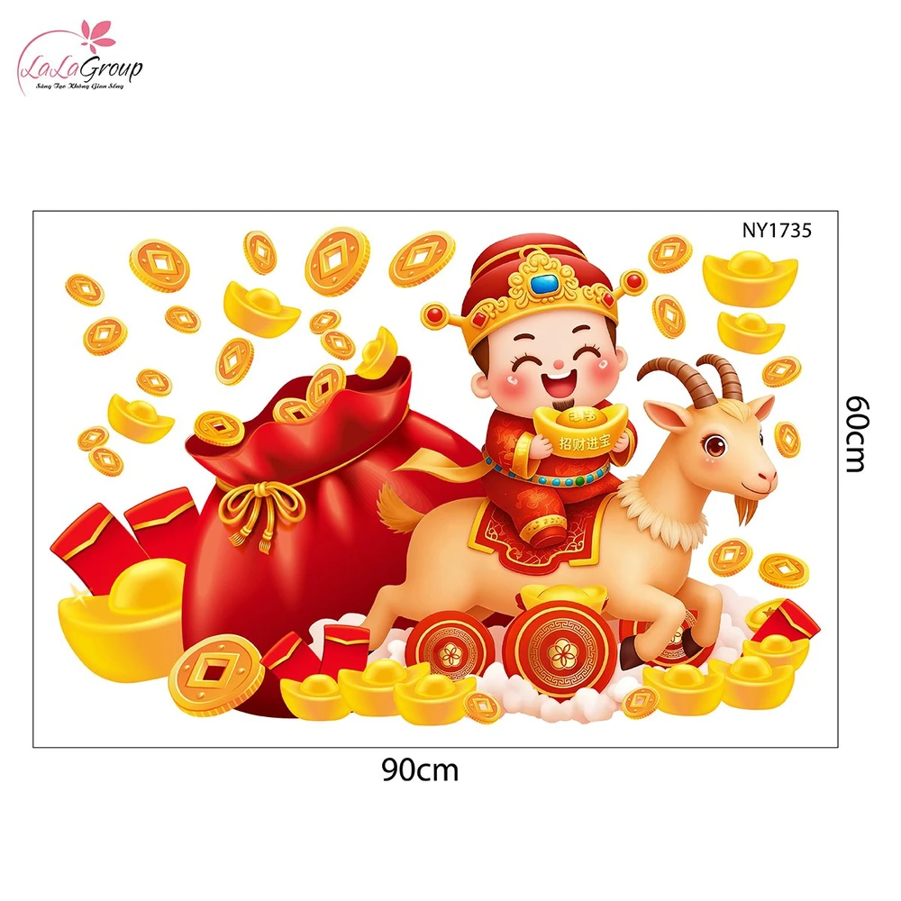 Combo Decal Trang Trí Tết Mừng Xuân Đinh Mùi Tài Lộc May Mắn 2027