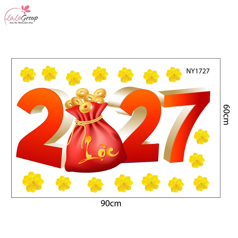 Combo Decal Trang Trí Tết Én Vàng Bay Lượn Mừng Xuân Mới Đinh Mùi