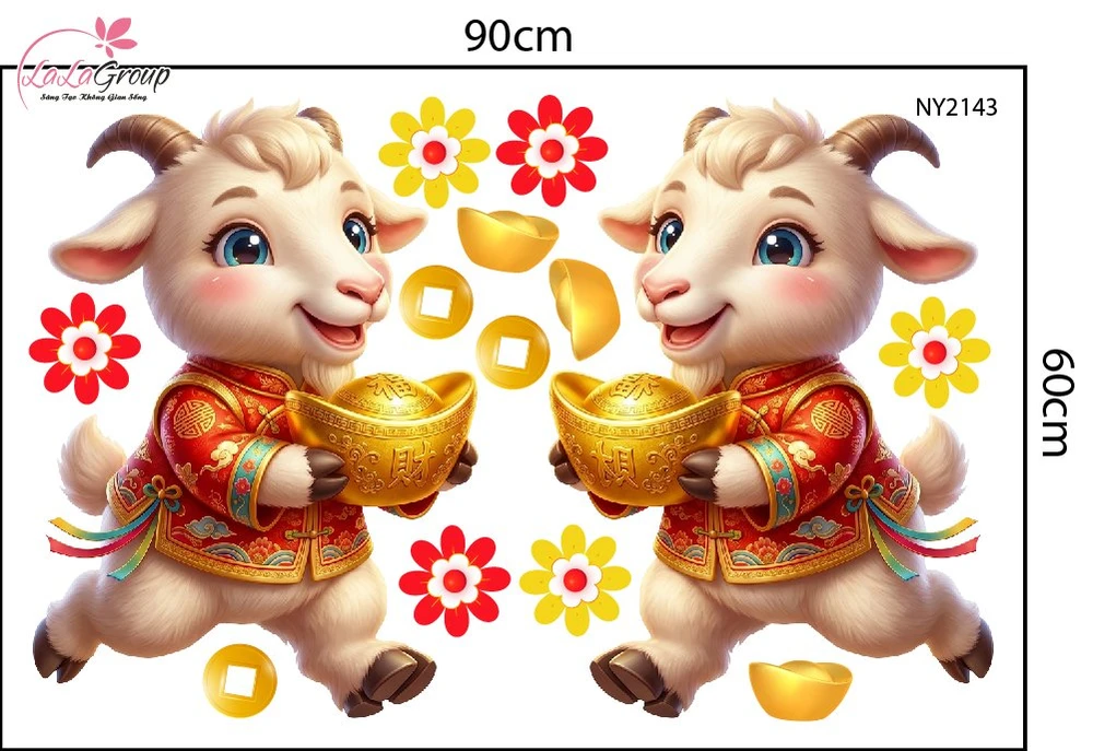 Combo Decal Trang Trí Tết Song Mùi Chúc Mừng Năm Mới 2027