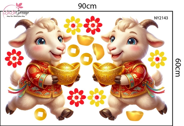 Combo Decal Trang Trí Tết Song Mùi Chúc Mừng Năm Mới 2027