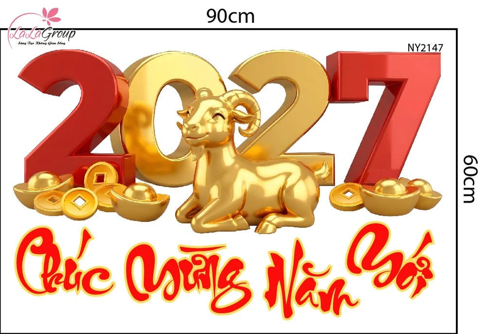 Combo Decal Trang Trí Tết Song Mùi Chúc Mừng Năm Mới 2027