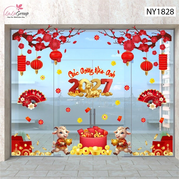Combo Decal Trang Trí Tết Song Mùi Chúc Mừng Năm Mới 2027