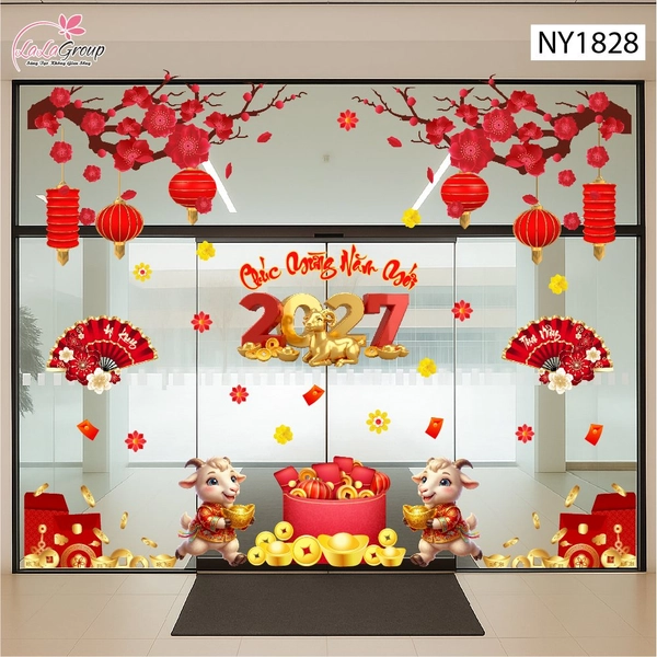 Combo Decal Trang Trí Tết Song Mùi Chúc Mừng Năm Mới 2027