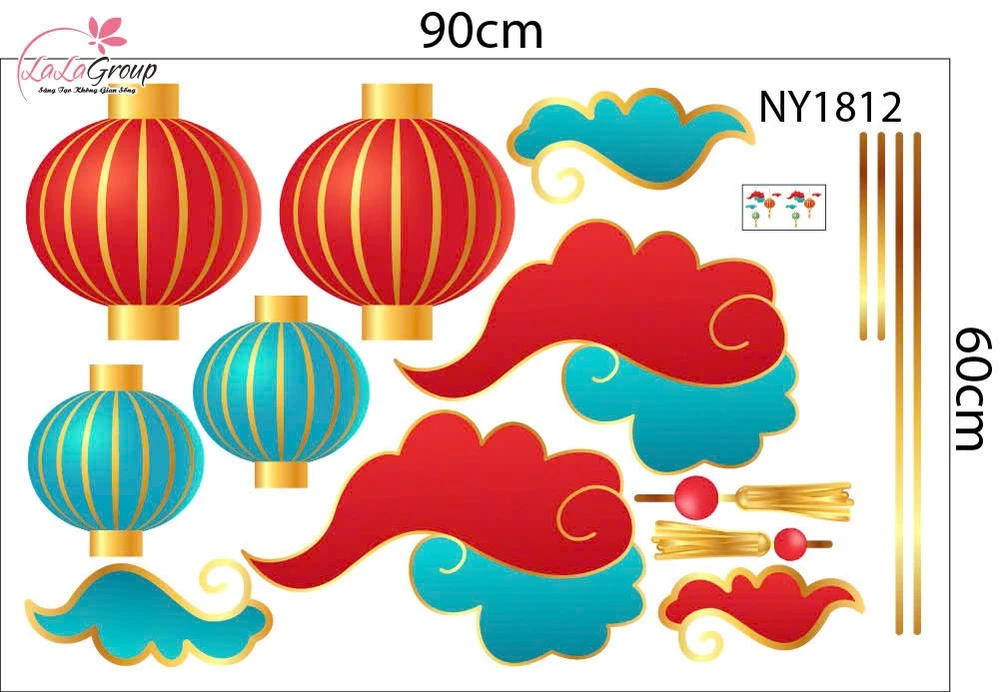 Combo Decal Trang Trí Tết 2027 Thần Tài Cưỡi Dê Rước Lộc Đầu Năm