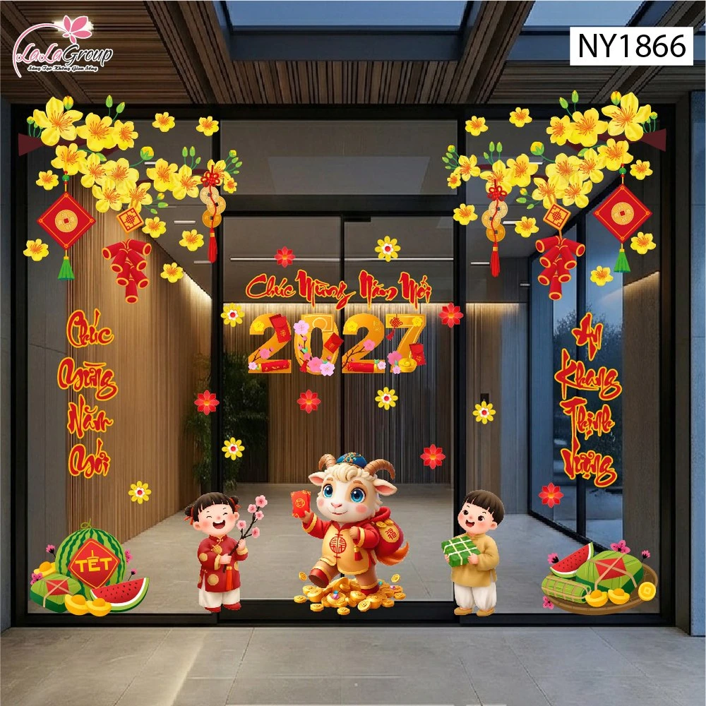 Combo Decal Trang Trí Tết Đinh Mùi Rước Lộc Xuân