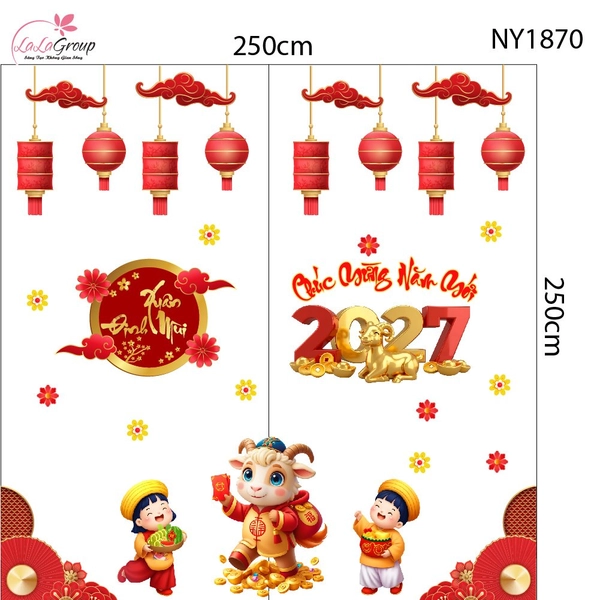 Combo Decal Trang Trí Tết Mừng Xuân Đinh Mùi 2027