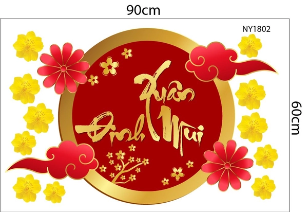 Combo Decal Trang Trí Tết Mừng Xuân Đinh Mùi 2027
