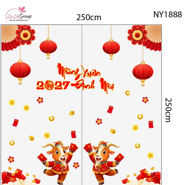 Combo Decal Trang Trí Tết Mừng Xuân Đinh Mùi 2027 Tài Lộc Dồi Dào