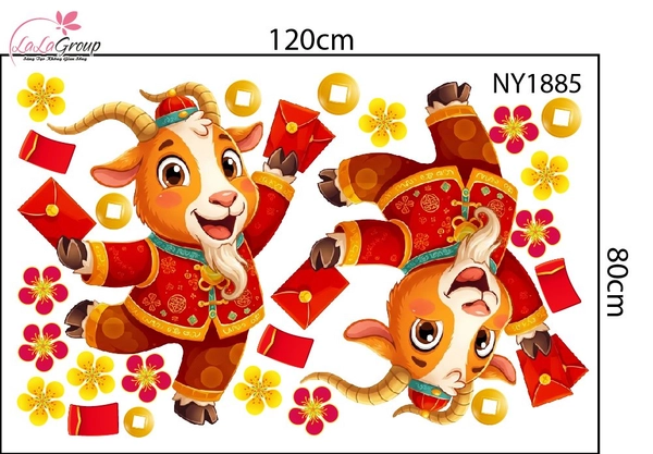 Combo Decal Trang Trí Tết Mừng Xuân Đinh Mùi 2027 Tài Lộc Dồi Dào