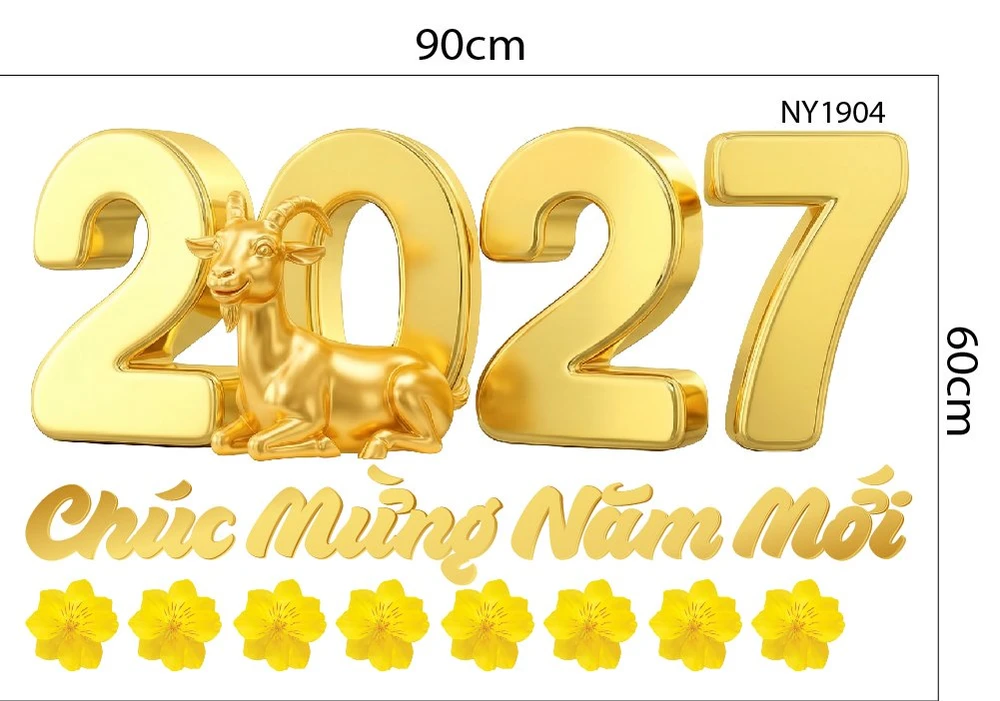 Combo Decal Trang Trí Tết Chúc Mừng Năm Mới Phú Quý Toàn Niên