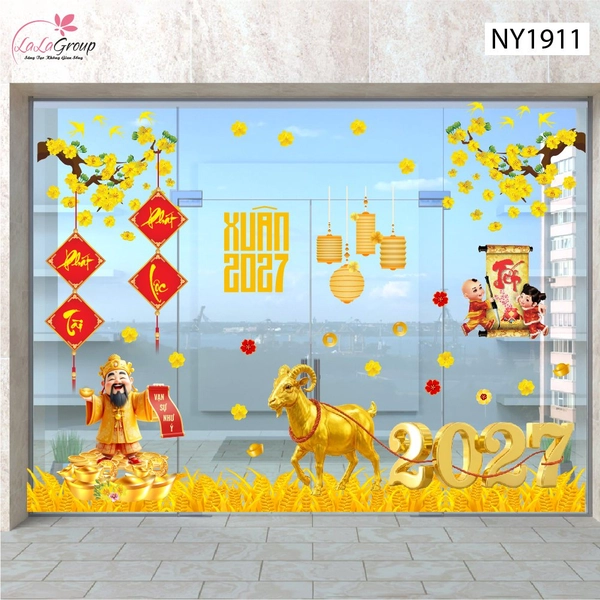 Combo Decal Trang Trí Tết Xuân 2027 Vạn Sự Như Ý Phát Tài Phát Lộc