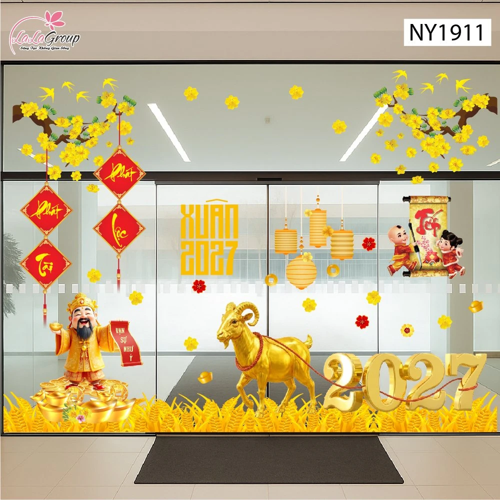 Combo Decal Trang Trí Tết Xuân 2027 Vạn Sự Như Ý Phát Tài Phát Lộc