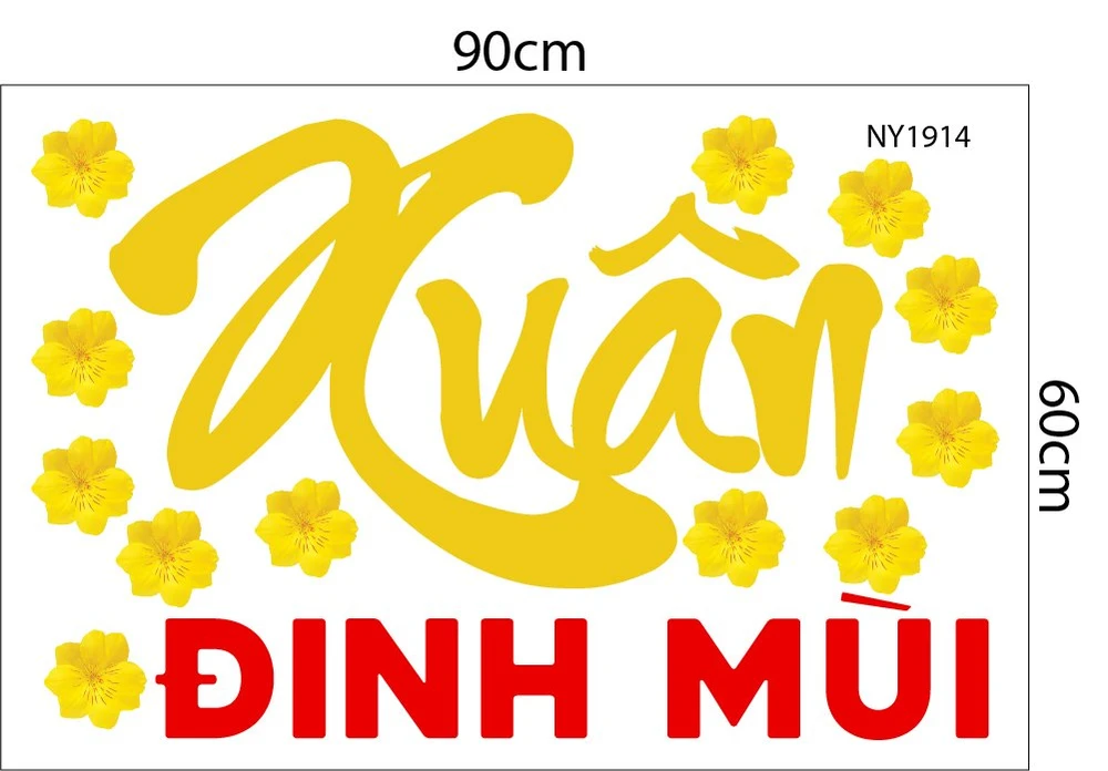 Combo Decal Trang Trí Tết Happy New Year Xuân Đinh Mùi 2027