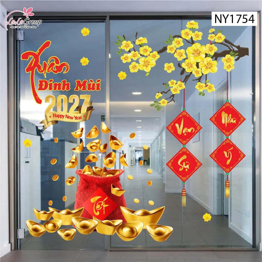 Combo Decal Trang Trí Tết Xuân Bính Ngọ 2026 Túi Tiền Tài Lộc