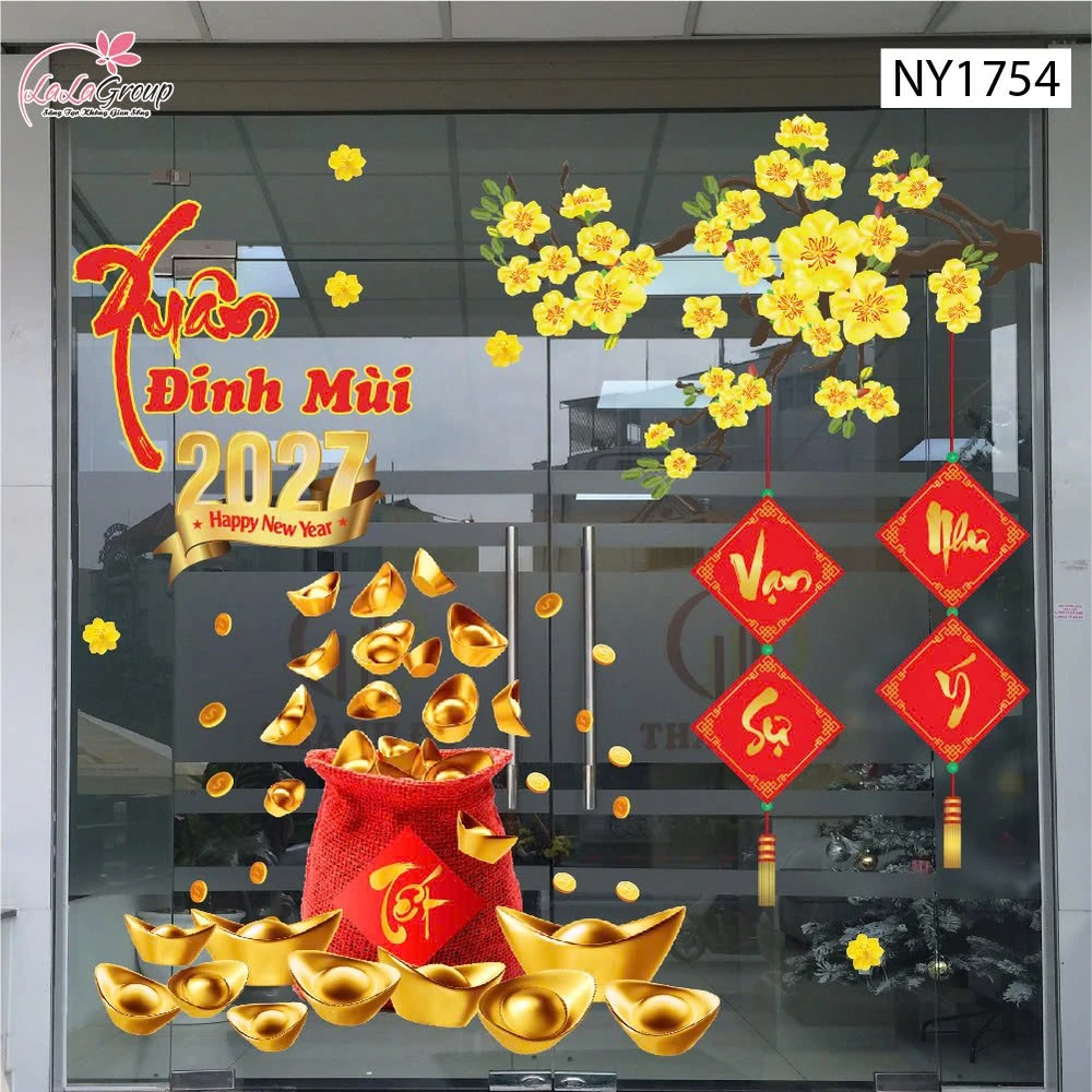 Combo Decal Trang Trí Tết Xuân Bính Ngọ 2026 Túi Tiền Tài Lộc