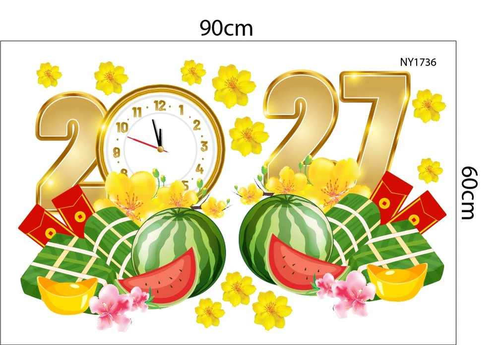 Combo Decal Trang Trí Tết Xuân ĐInh Mùi An Khang Thịnh Vượng 2027