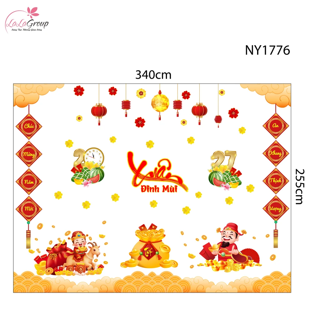 Combo Decal Trang Trí Tết Xuân ĐInh Mùi An Khang Thịnh Vượng 2027