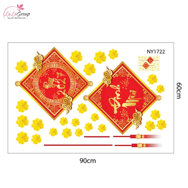 Combo Decal Trang Trí Tết Xuân Đinh Mùi Thần Tài Phúc Lộc 2027