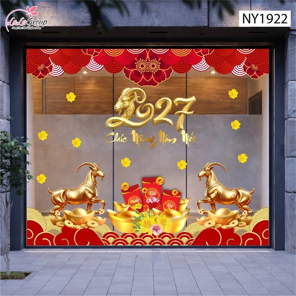 Combo Decal Trang Trí Tết Chúc Mừng Năm Song Mùi Phú Quý 2027
