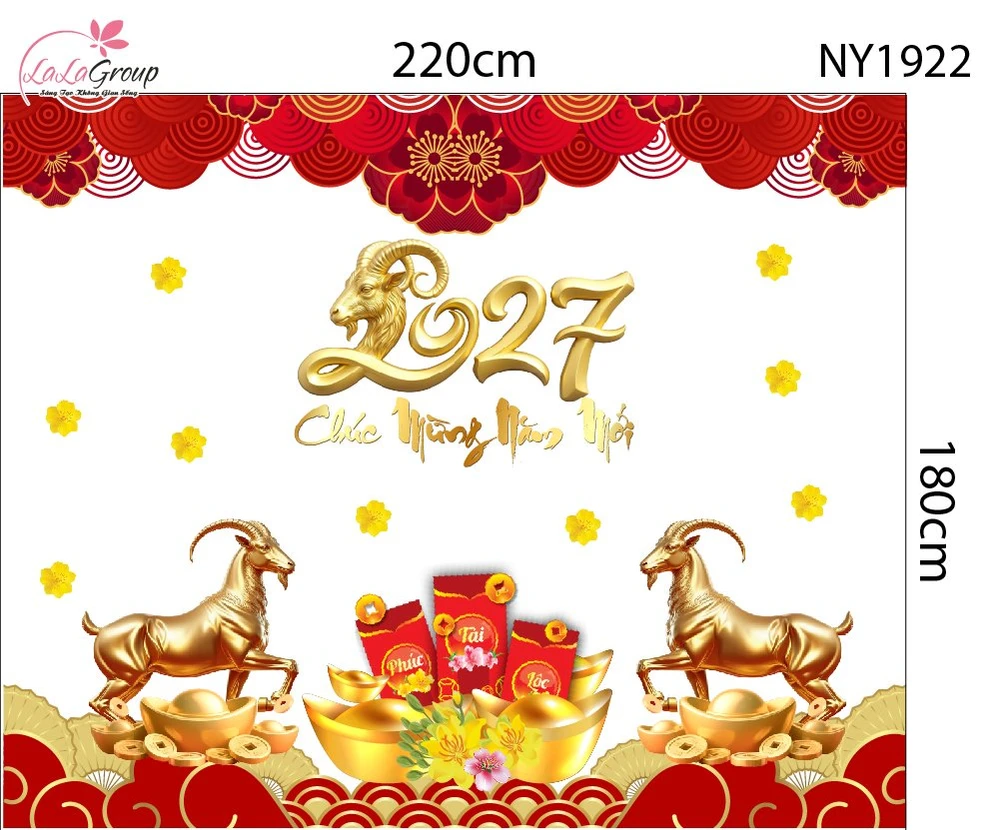 Combo Decal Trang Trí Tết Chúc Mừng Năm Song Mùi Phú Quý 2027