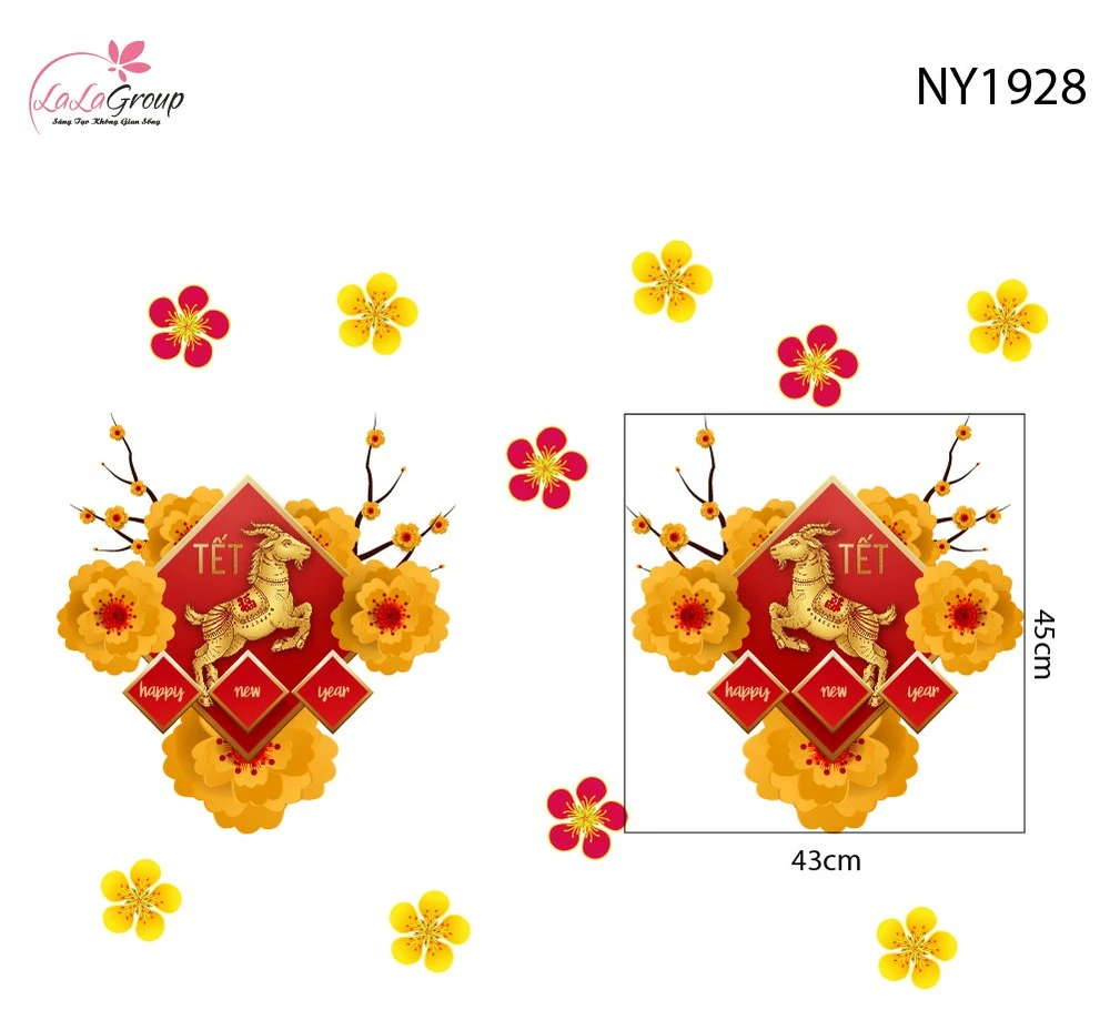 Decal Trang Trí Tết Happy New Year 2027 Tài Lộc Dồi Dào