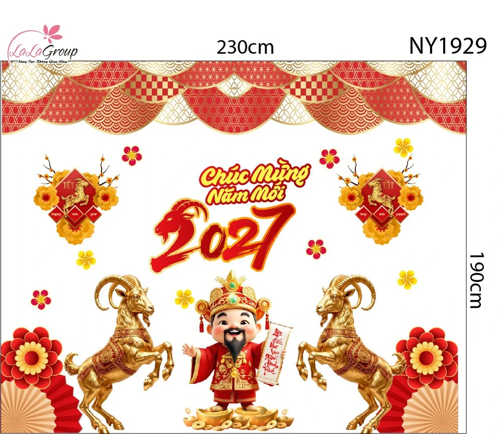 Combo Decal Trang Trí Tết Lộc Biếc Mai Vàng Xuân Hạnh Phúc Bình An