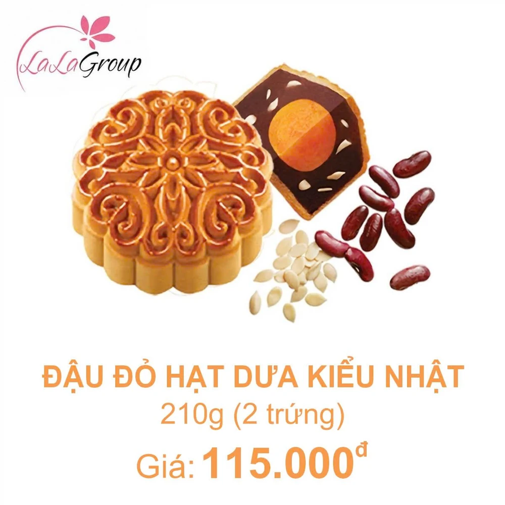 (DD2) Bánh Trung Thu Kido Đậu Đỏ Hạt Dưa Kiểu Nhật 2 Trứng 210g