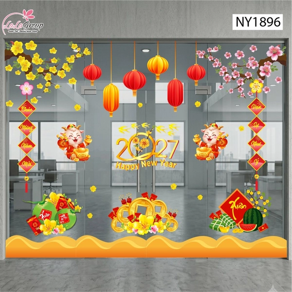Combo Decal Trang Trí Tết Xuân Bính Ngọ Đồng Tiền Vàng May Mắn 2027