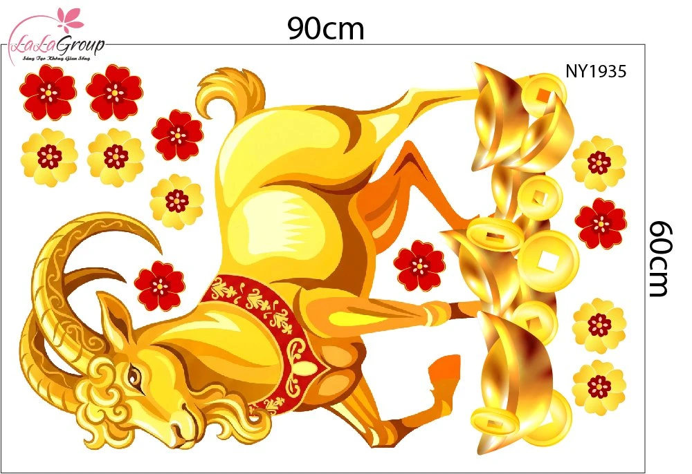 Combo Decal Trang Trí Tết Thần Tài Đón Xuân Vạn Sự Như Ý