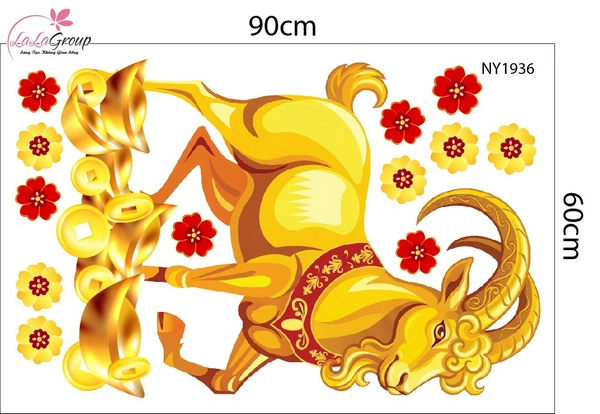Combo Decal Trang Trí Tết Thần Tài Đón Xuân Vạn Sự Như Ý