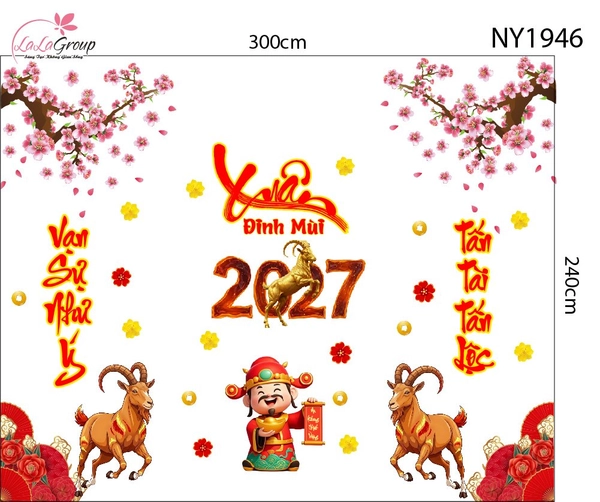 Combo Decal Trang Trí Tết Xuân Đinh Mùi Vạn Sự Như Ý Tấn Tài Tấn Lộc
