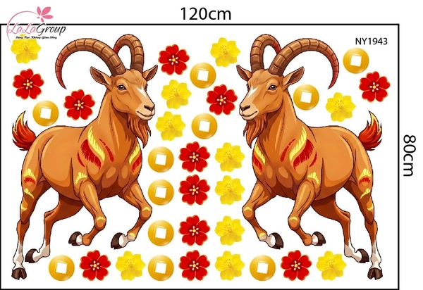 Combo Decal Trang Trí Tết Xuân Đinh Mùi Vạn Sự Như Ý Tấn Tài Tấn Lộc