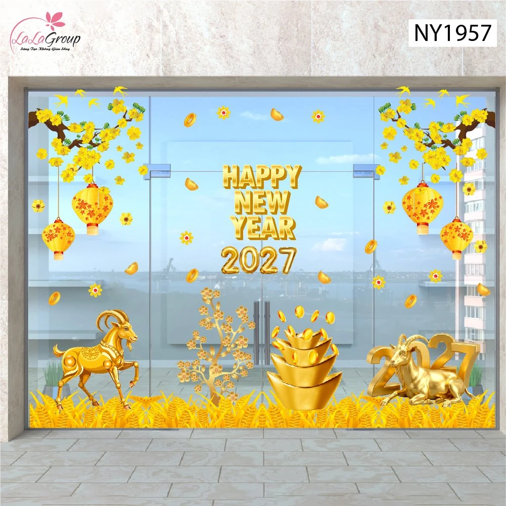 Combo Decal Trang Trí Tết Happy New Year 2027