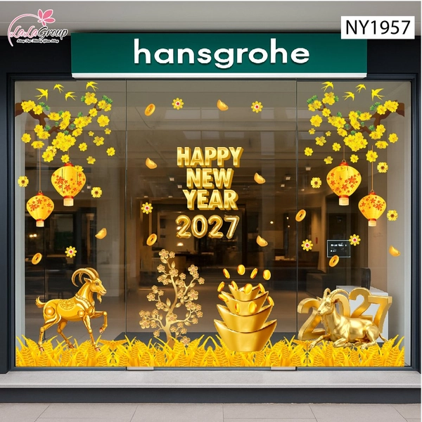 Combo Decal Trang Trí Tết Happy New Year 2027