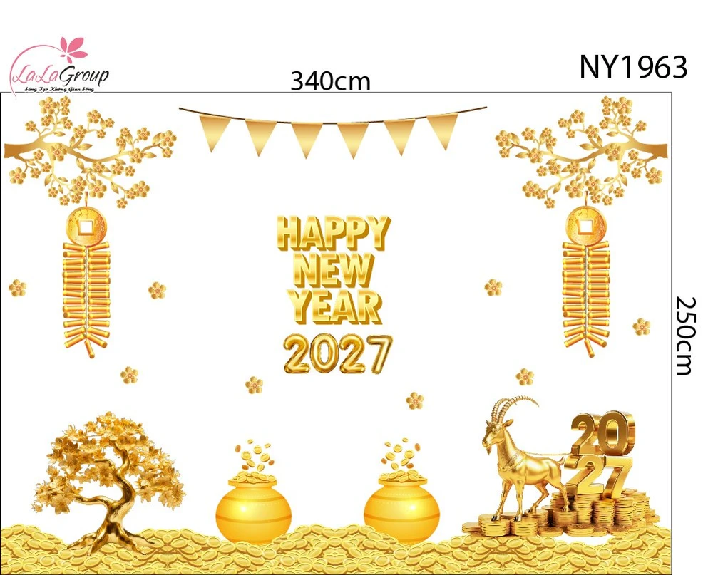 Combo Decal Trang Trí Tết Cây Thần Tài 2027