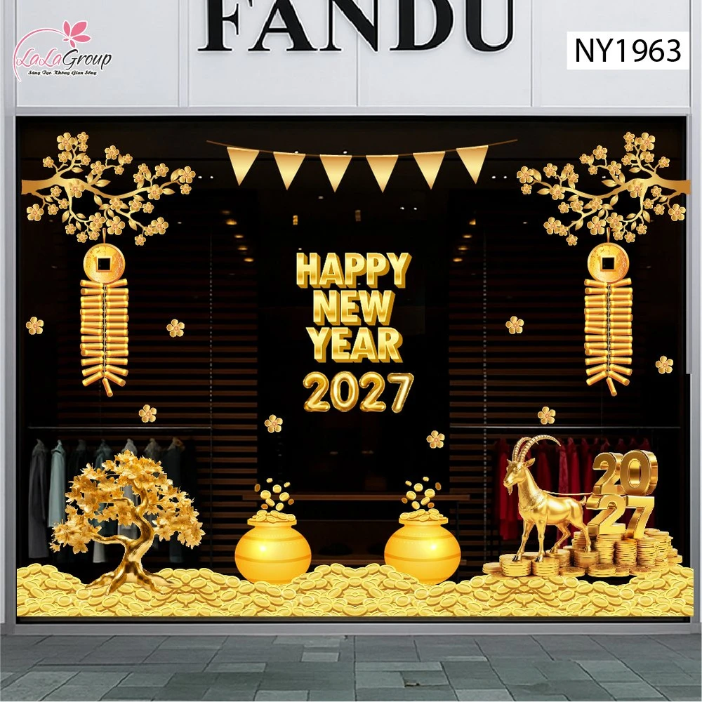 Combo Decal Trang Trí Tết Cây Thần Tài 2027