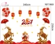 Combo Decal Trang Trí Tết Thần Tài Chúc Mừng Năm Mới Hạnh Phúc