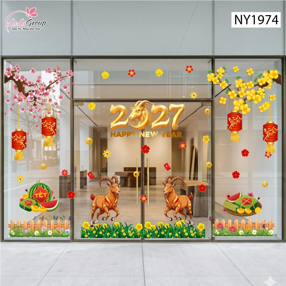 Combo Decal Trang Trí Tết Song Mùi Đón Xuân 2027