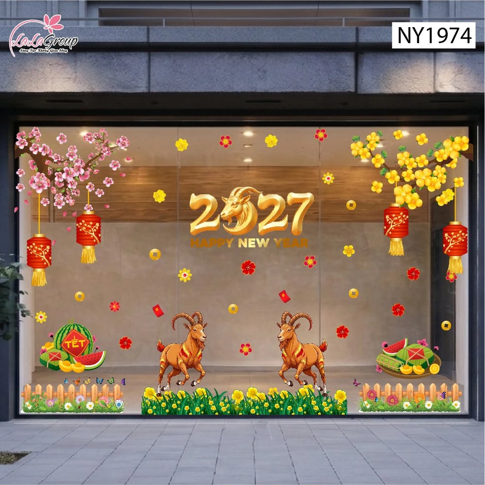 Combo Decal Trang Trí Tết Song Mùi Đón Xuân 2027