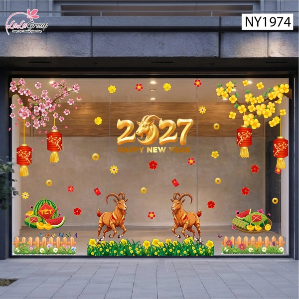 Combo Decal Trang Trí Tết Song Mùi Đón Xuân 2027
