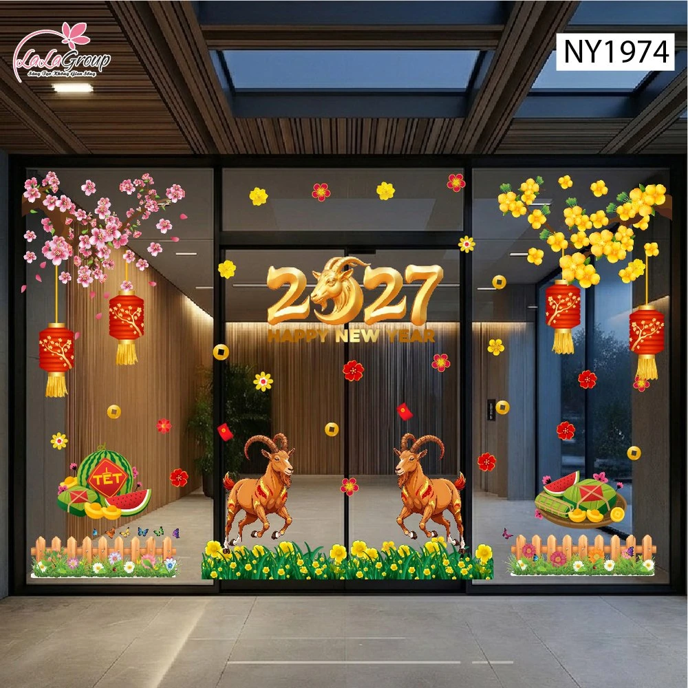 Combo Decal Trang Trí Tết Song Mùi Đón Xuân 2027