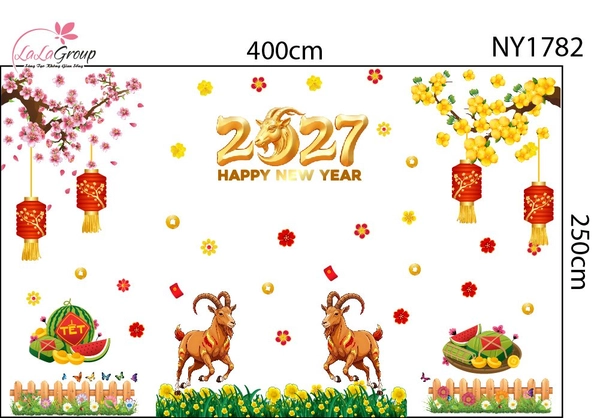 Combo Decal Trang Trí Tết Song Mùi Đón Xuân 2027