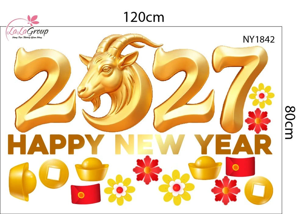 Combo Decal Trang Trí Tết Song Mùi Đón Xuân 2027