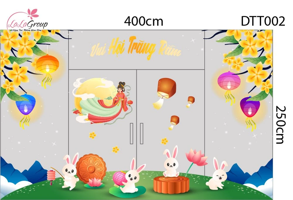 Combo Decal Trang Trí Trung Thu Vui Hội Trăng Rằm