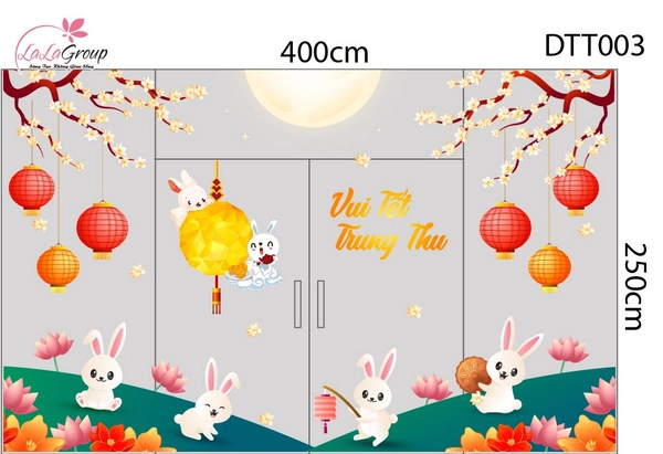 Combo Decal Trang Trí Trung Thu Thỏ Ngọc Vui Tết Đoàn Viên