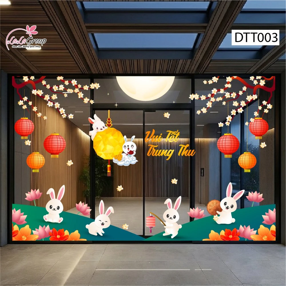 Combo Decal Trang Trí Trung Thu Thỏ Ngọc Vui Tết Đoàn Viên
