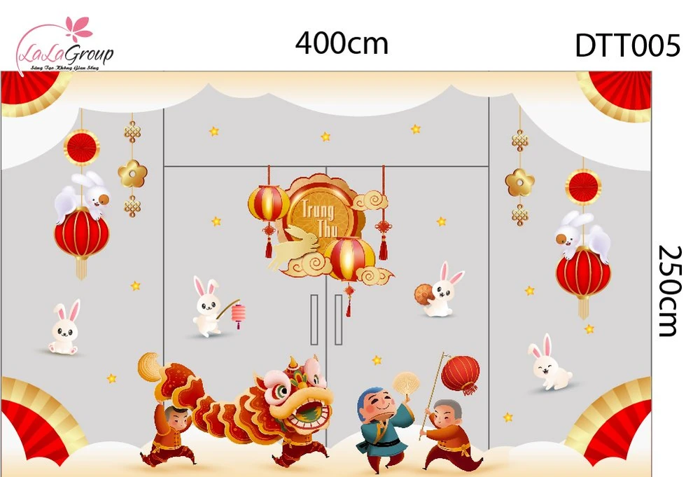 Combo Decal Trang Trí Trung Thu Đêm Hội Múa Lân Trăng Rằm