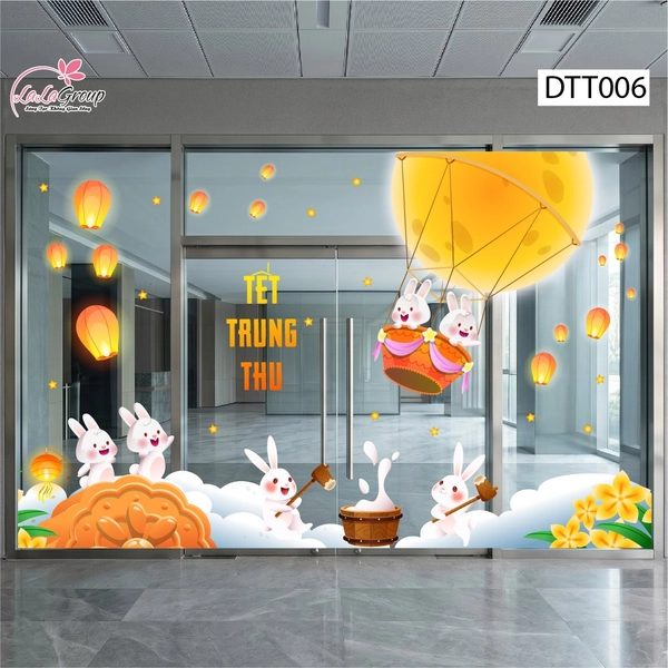 Combo Decal Trang Trí Trung Thu Thỏ Ngọc Thả Đèn Cung Trăng