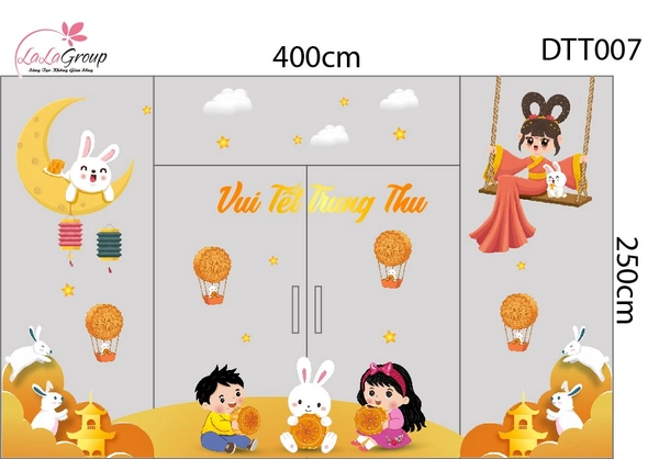 Combo Decal Trang Trí Trung Thu Vui Tết Cung Trăng
